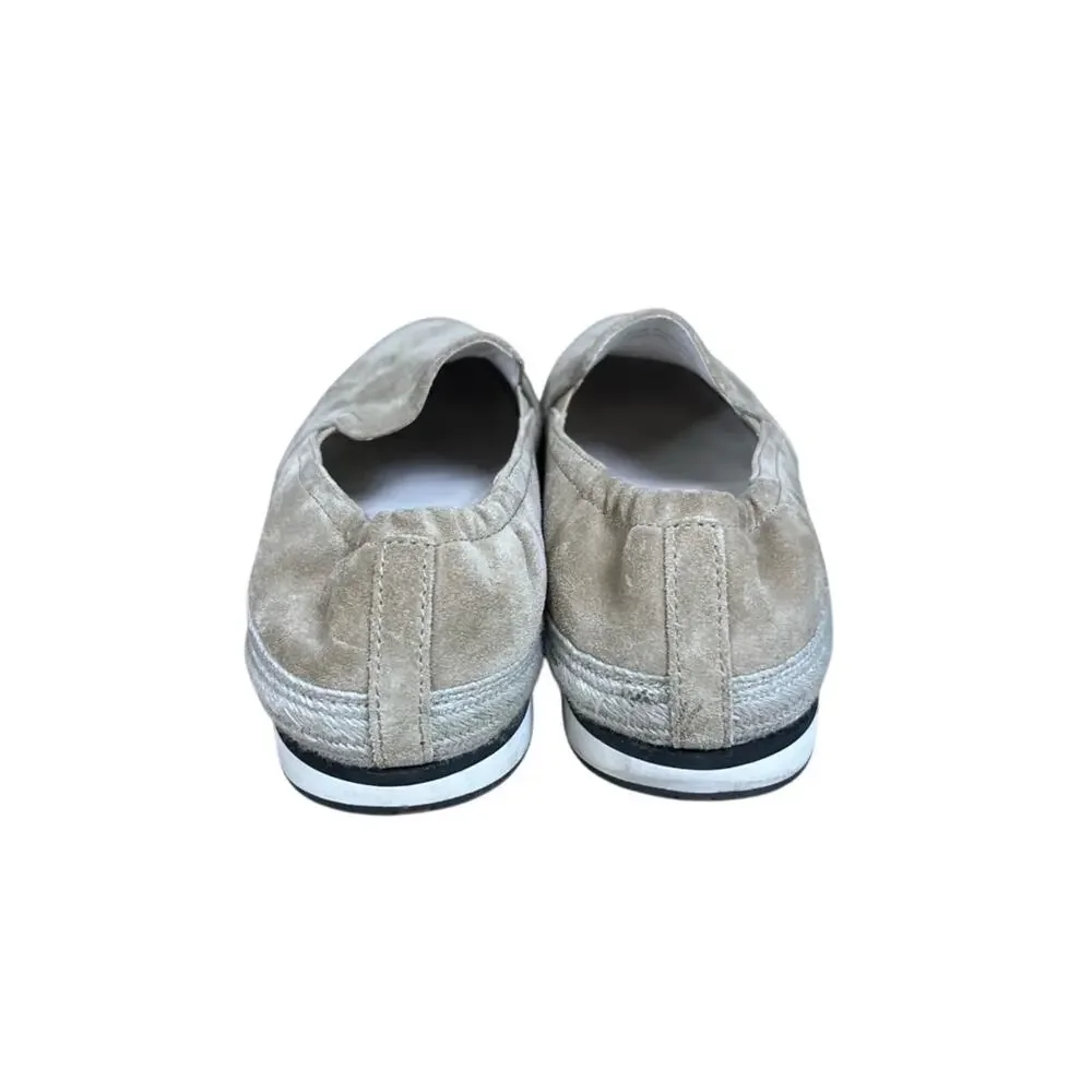 PRADA Saint Tropez Espadrille Slip On Platform Sneakers Tan Suede Size 7.5